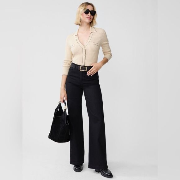 J. McLaughlin Lowden Wide Leg Trouser Jean in Black 2 - Picture 1 of 14
